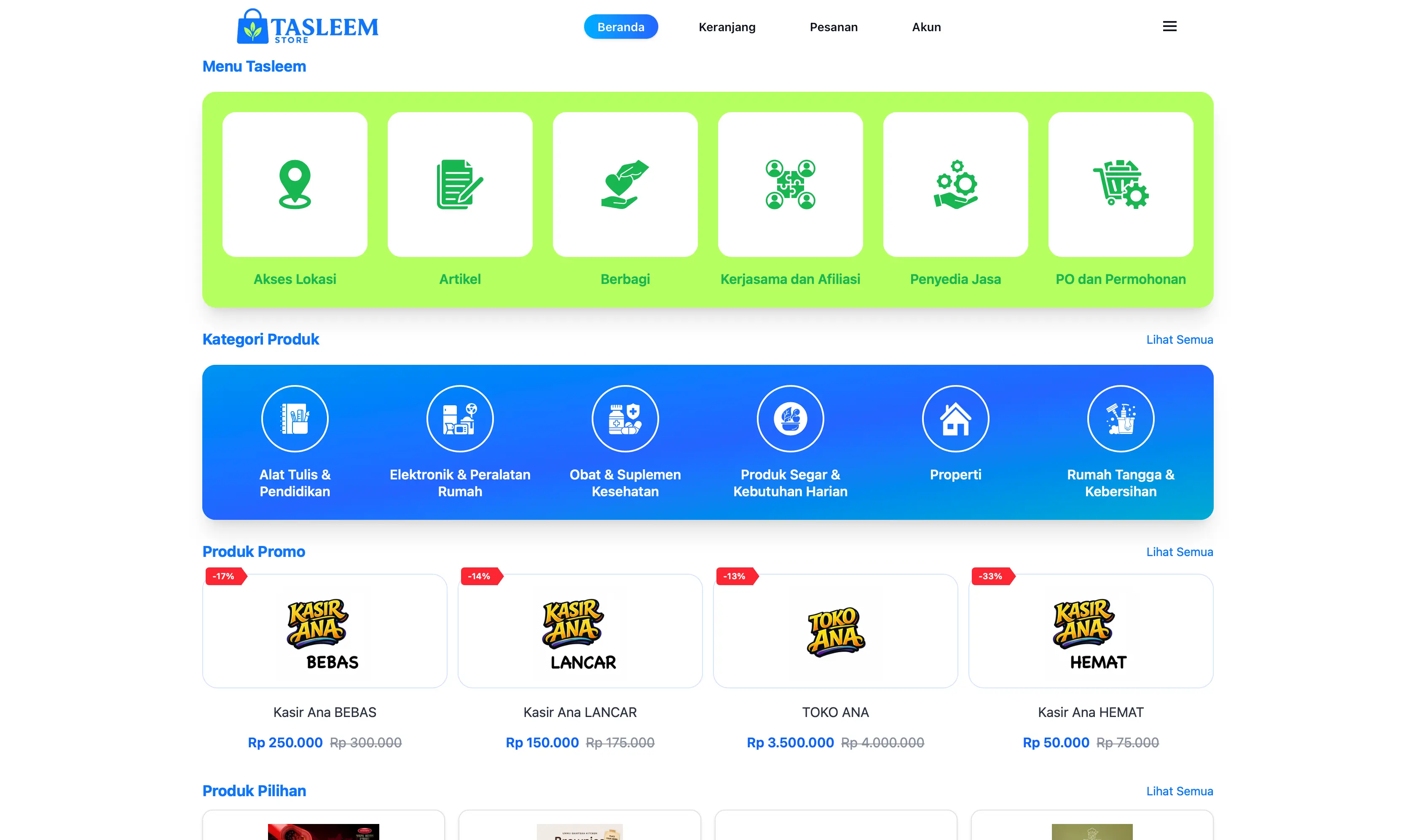 Tampilan Tasleem Store