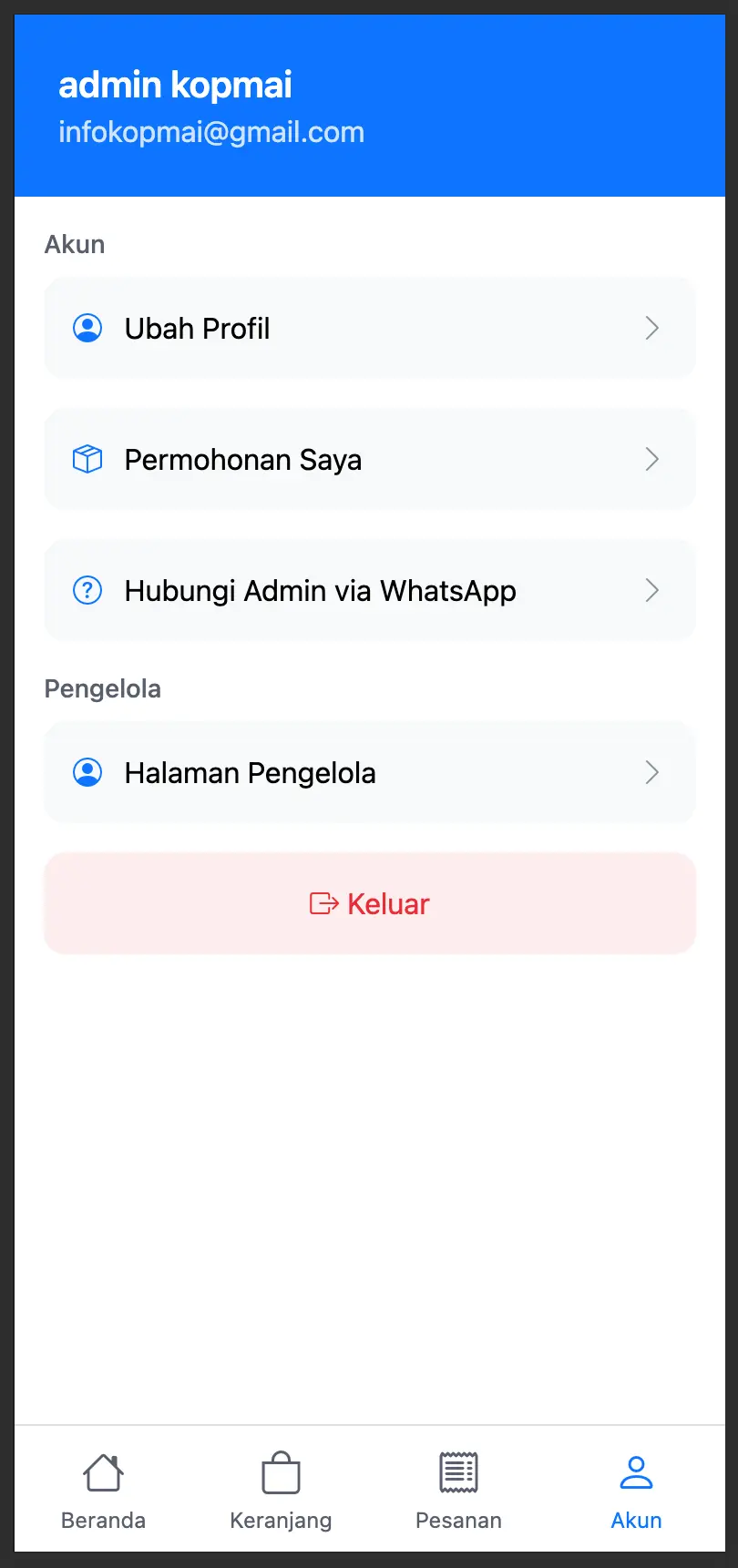 Tampilan KOPMAI