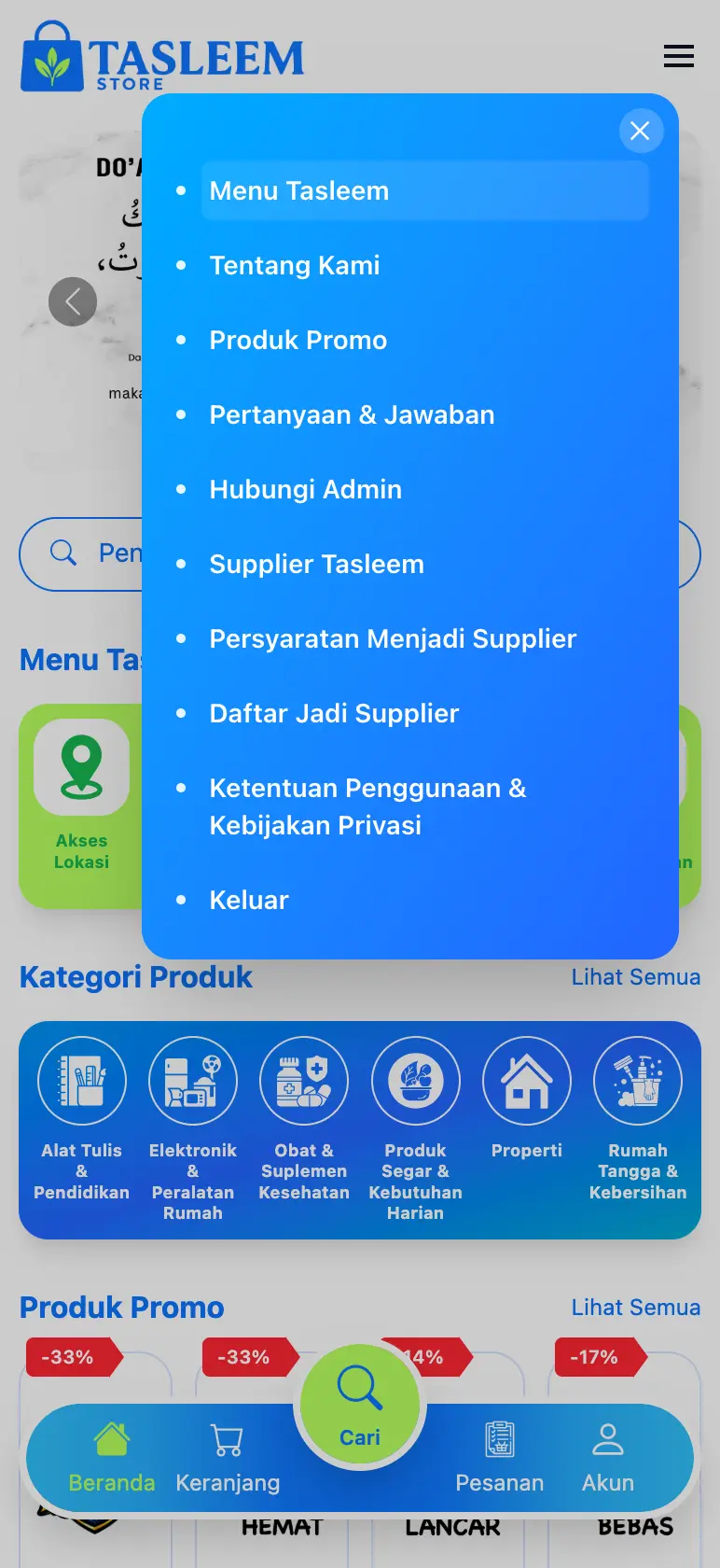 Tampilan Tasleem Store