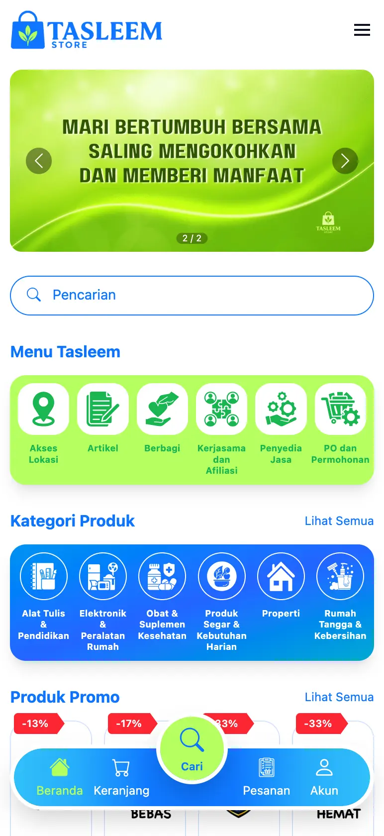 Tampilan Tasleem Store