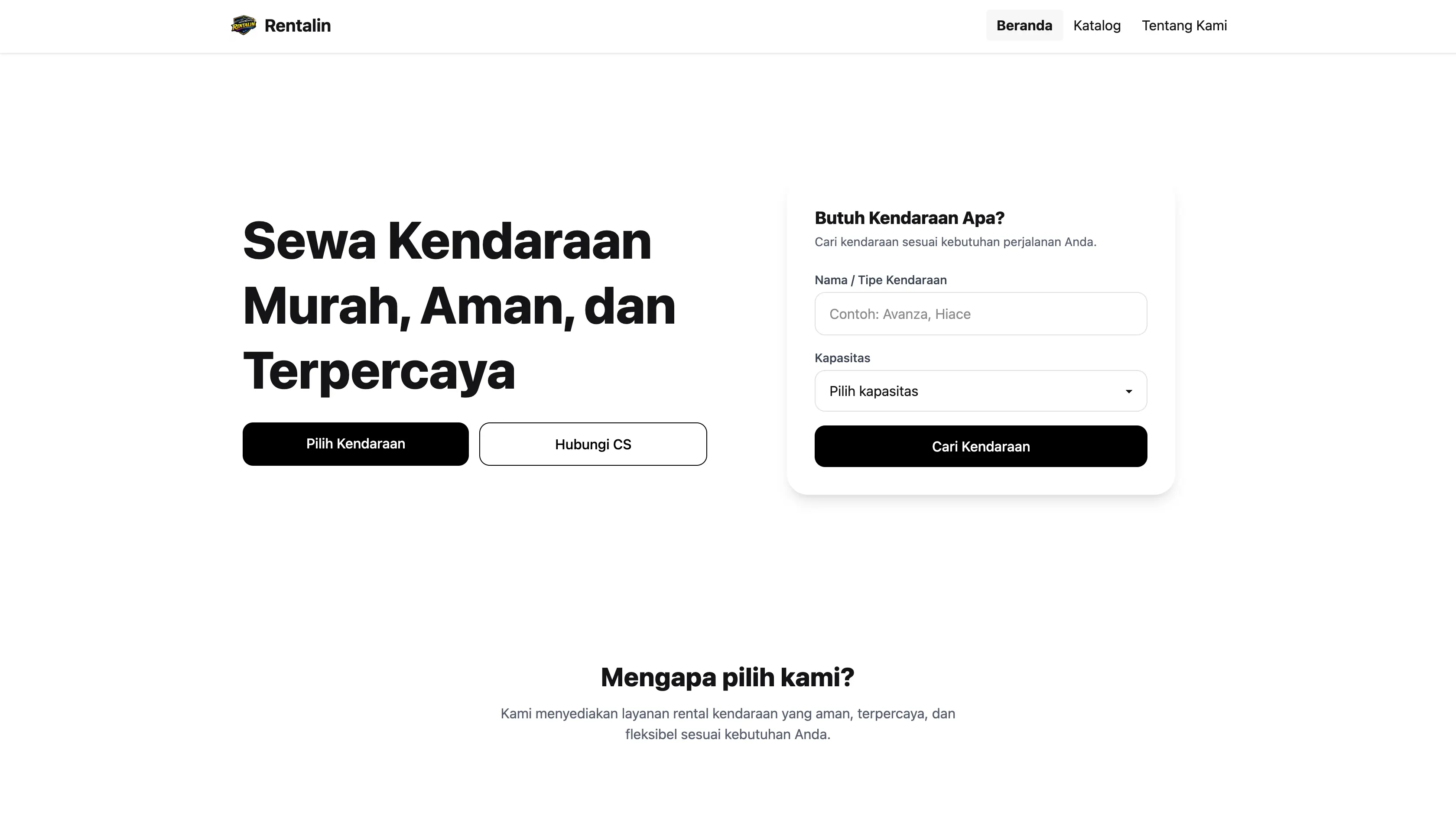Tampilan RENTALIN